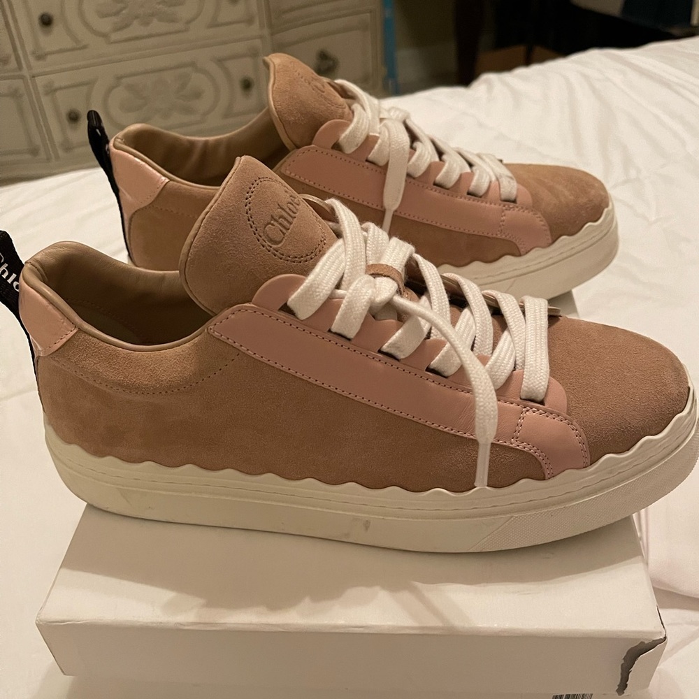 Chloé Pink Suede & Leather Low-Top Sneakers